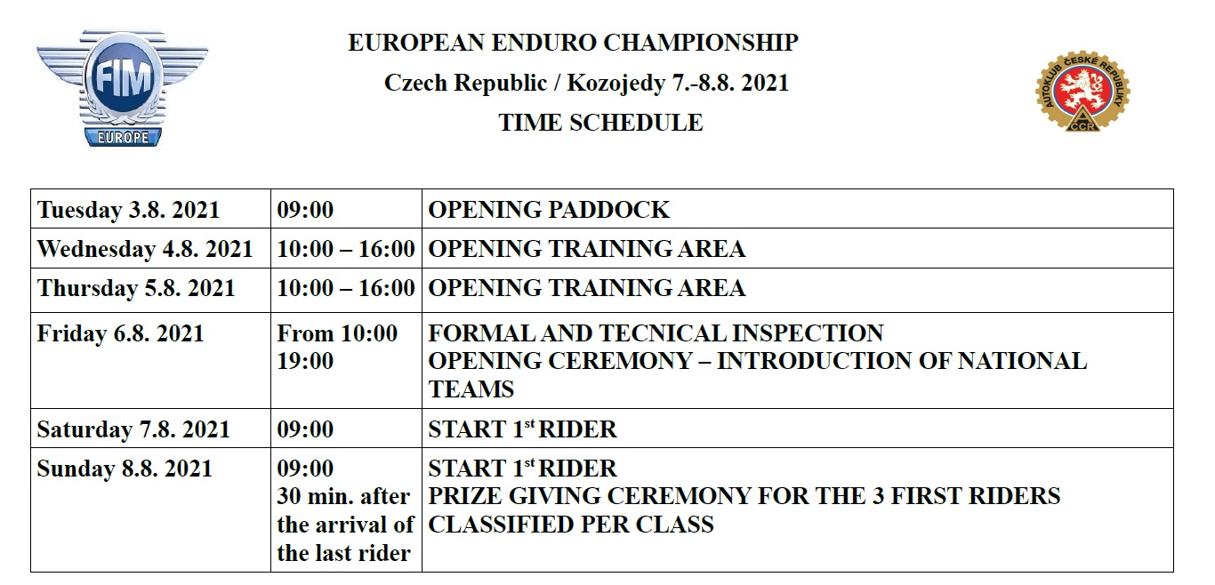 EEC Kozojedy 21 time schedule